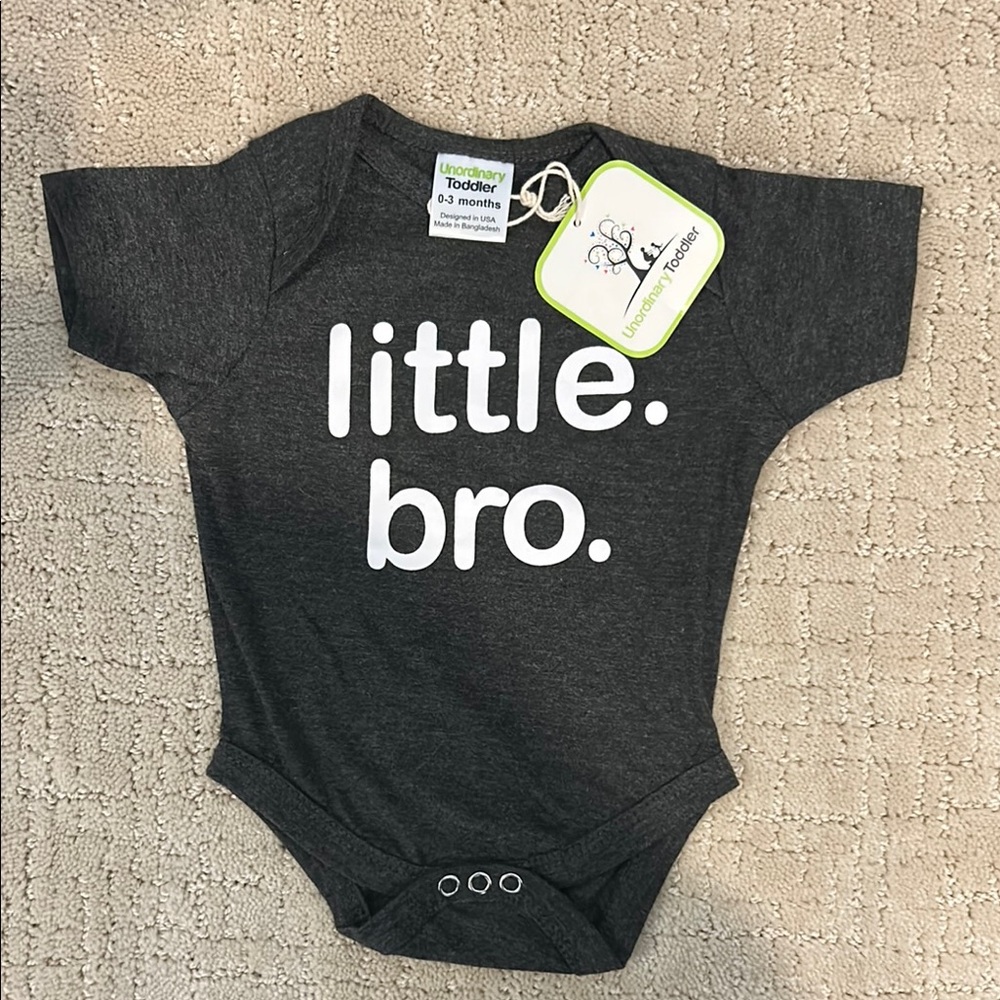 NWT, Little Bro Gray Baby Onesie
